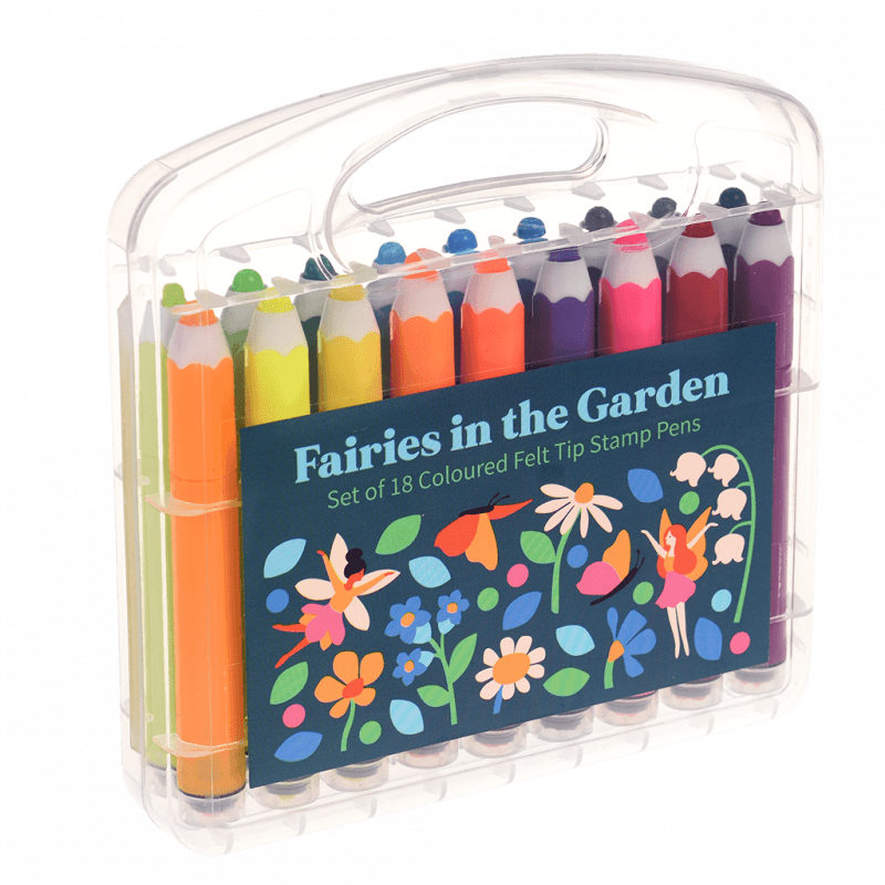 Set of 18 Felt Tip Stamp Pens - Fairies In The Garden