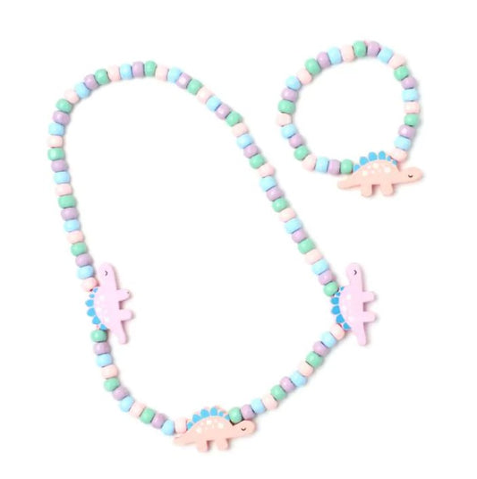 Children's Dinosaur Beaded Necklace and Bracelet set