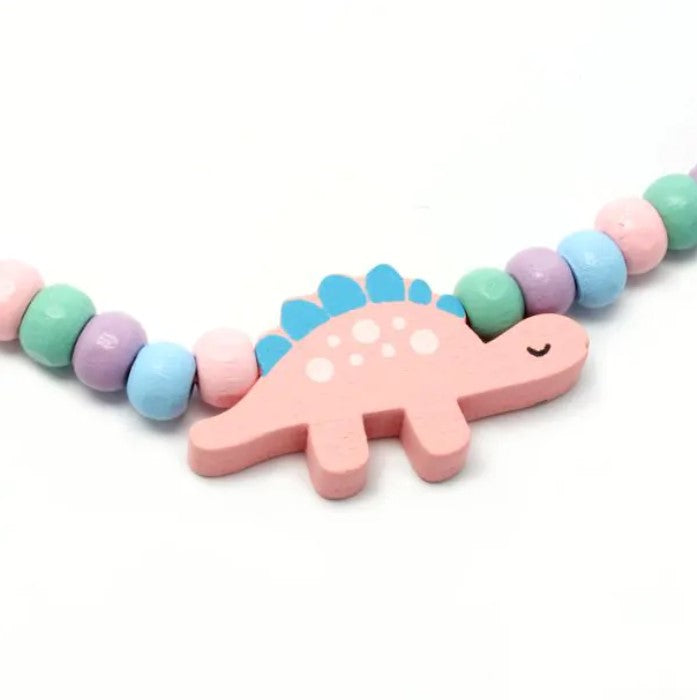 Children's Dinosaur Beaded Necklace and Bracelet set