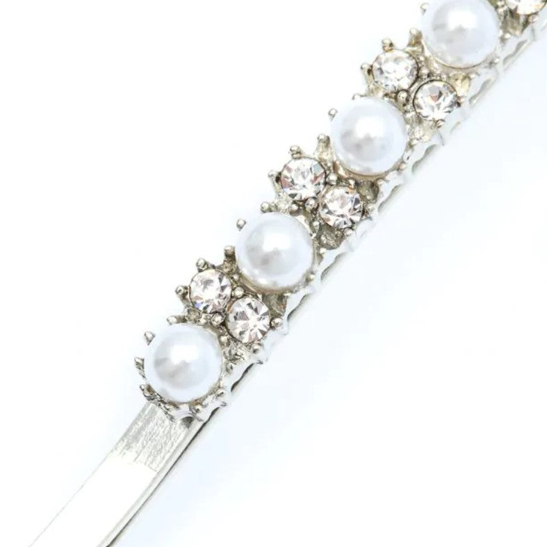 Silver Pearl Bead and Crystal Grips