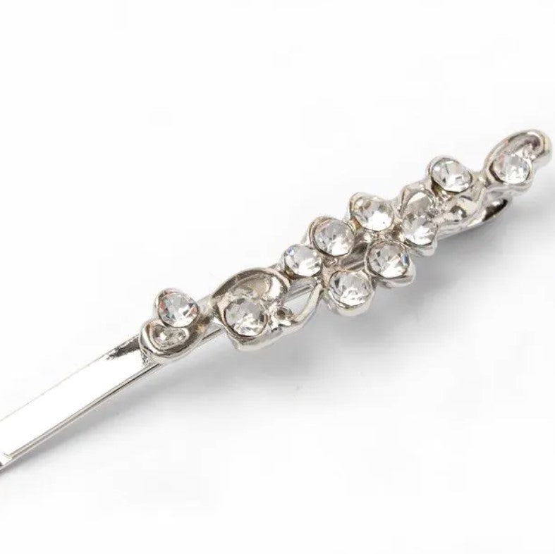 Card of 2 Assorted Style Silver Crystal Grips
