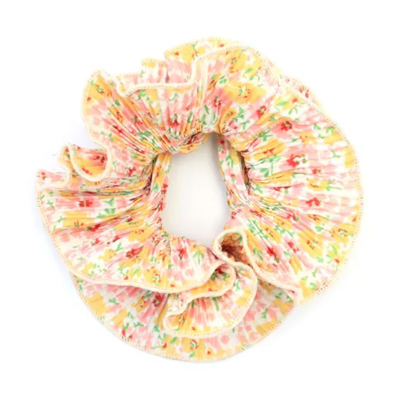Extra Large Yellow Ditsy Floral Scrunchie