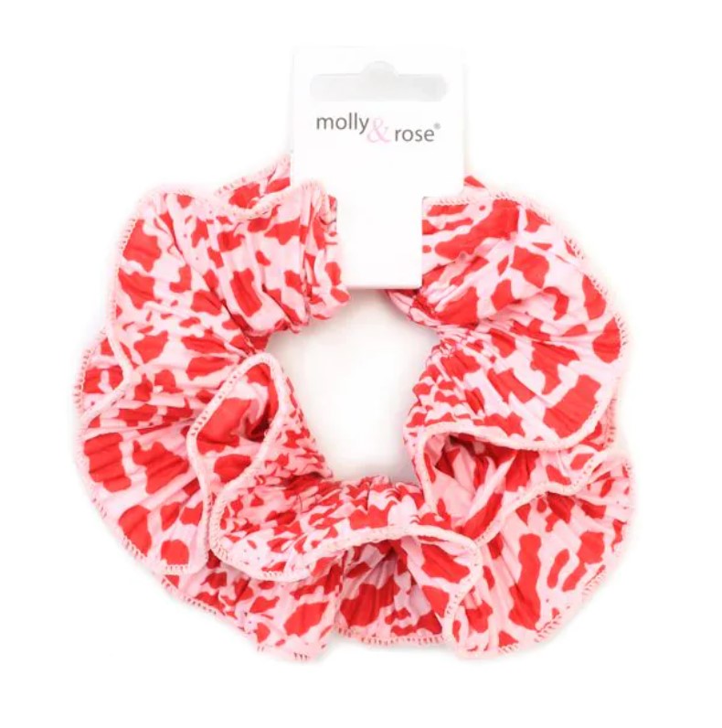Extra Large Pink and Red Animal Print Scrunchie