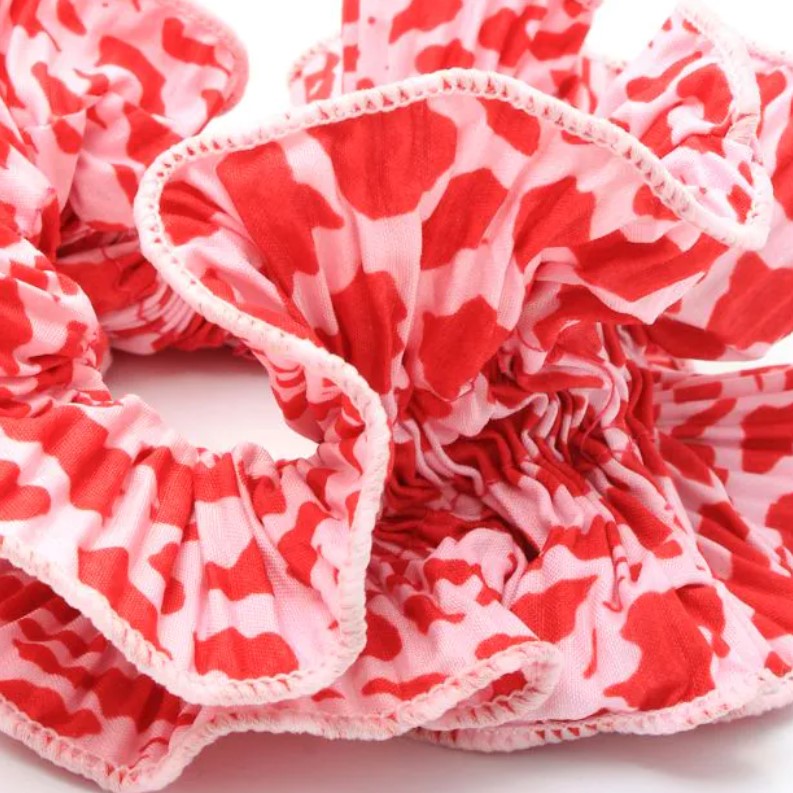Extra Large Pink and Red Animal Print Scrunchie