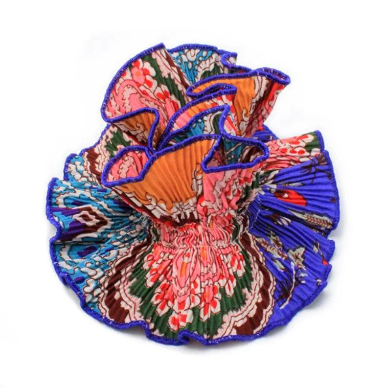Extra Large Indian Block Print Ribbed Scrunchie