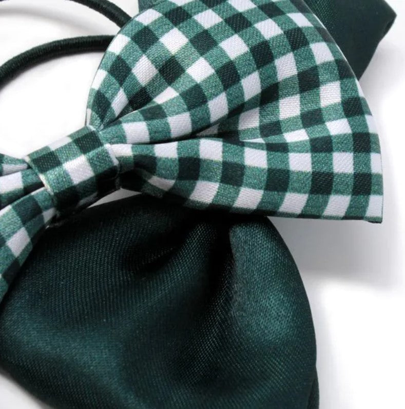 Card of 2 Bow Elastics In Bottle Green