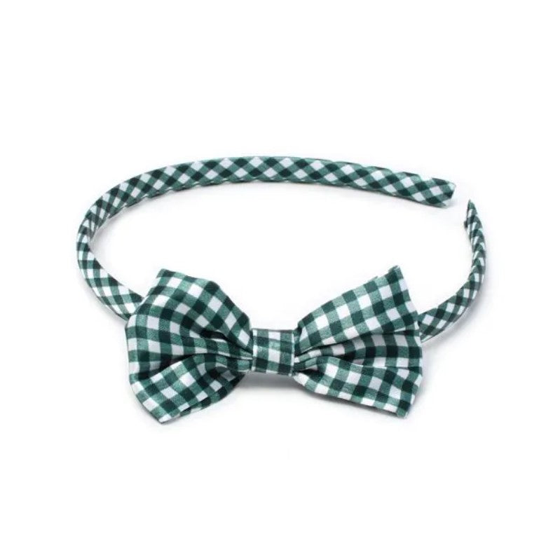 Bottle Green Sleepies, Elastics and Gingham Alice Band Set