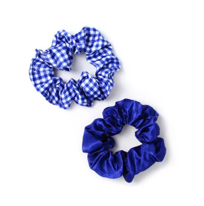 Card of 2 Royal Blue Scrunchies