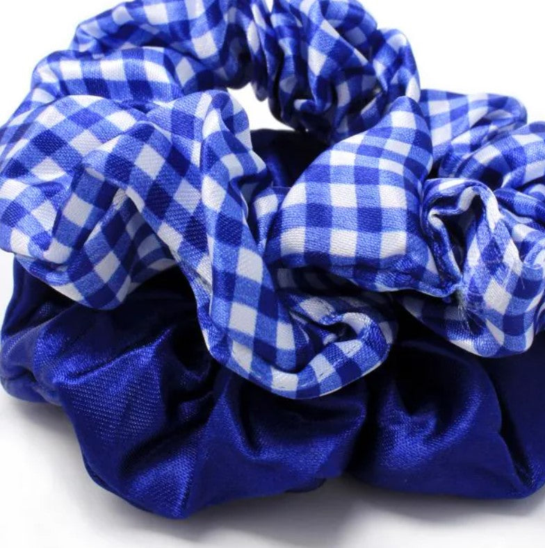 Card of 2 Royal Blue Scrunchies