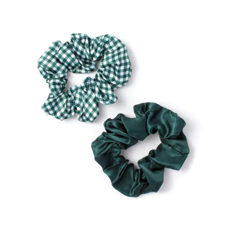 Card of 2 Bottle Green Scrunchies