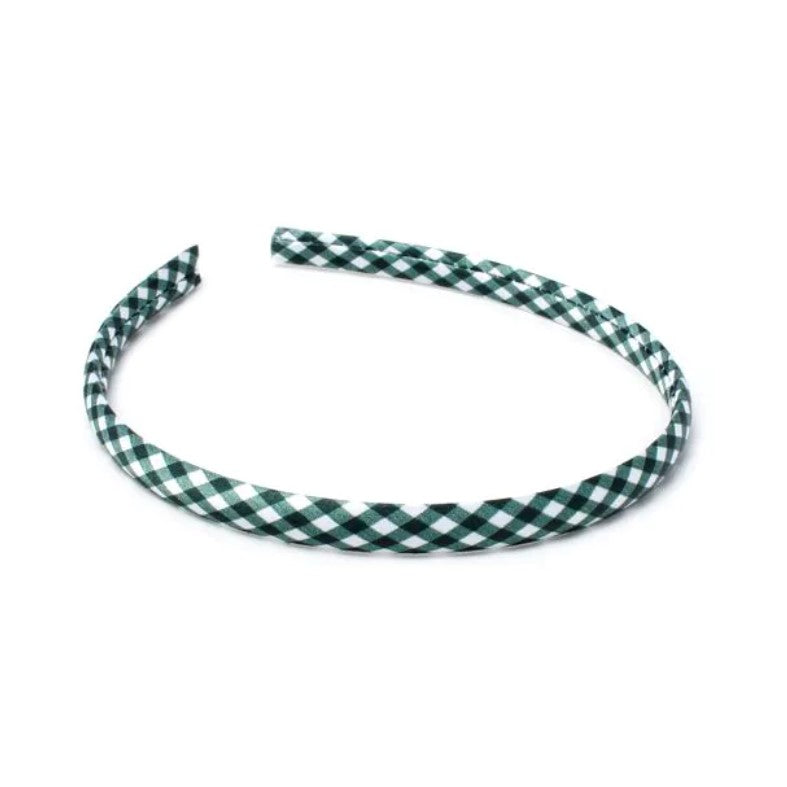 1cm Wide Bottle Green Gingham Alice Band