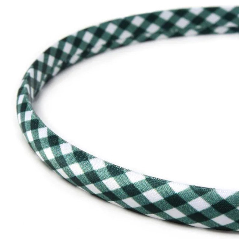 1cm Wide Bottle Green Gingham Alice Band