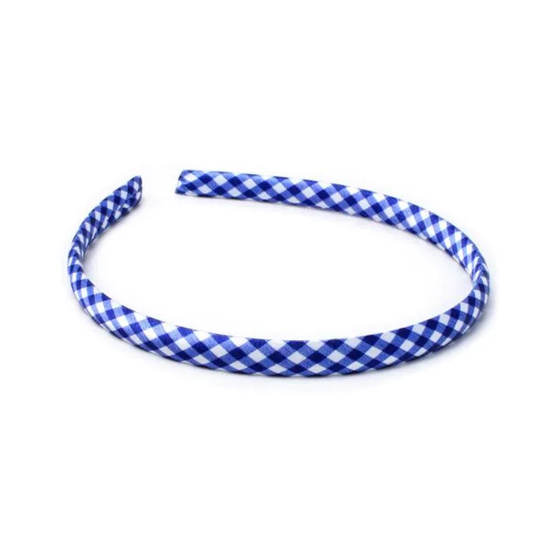 1cm Wide Royal Blue Gingham Alice Band