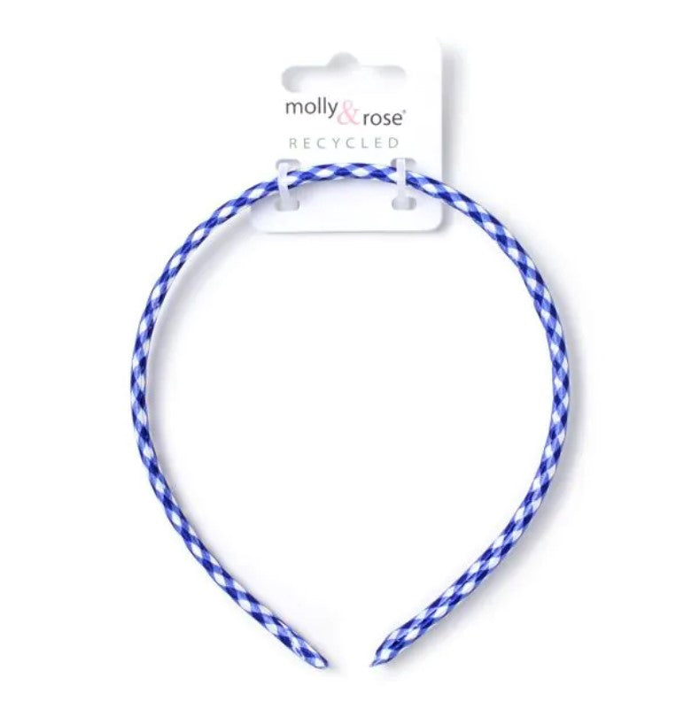 1cm Wide Royal Blue Gingham Alice Band