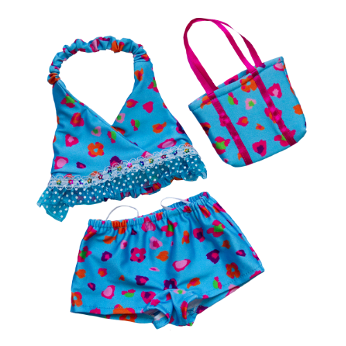Blue Floral Tankini with Matching Bag