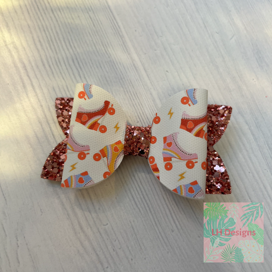 Retro Roller Skates Hair Bow