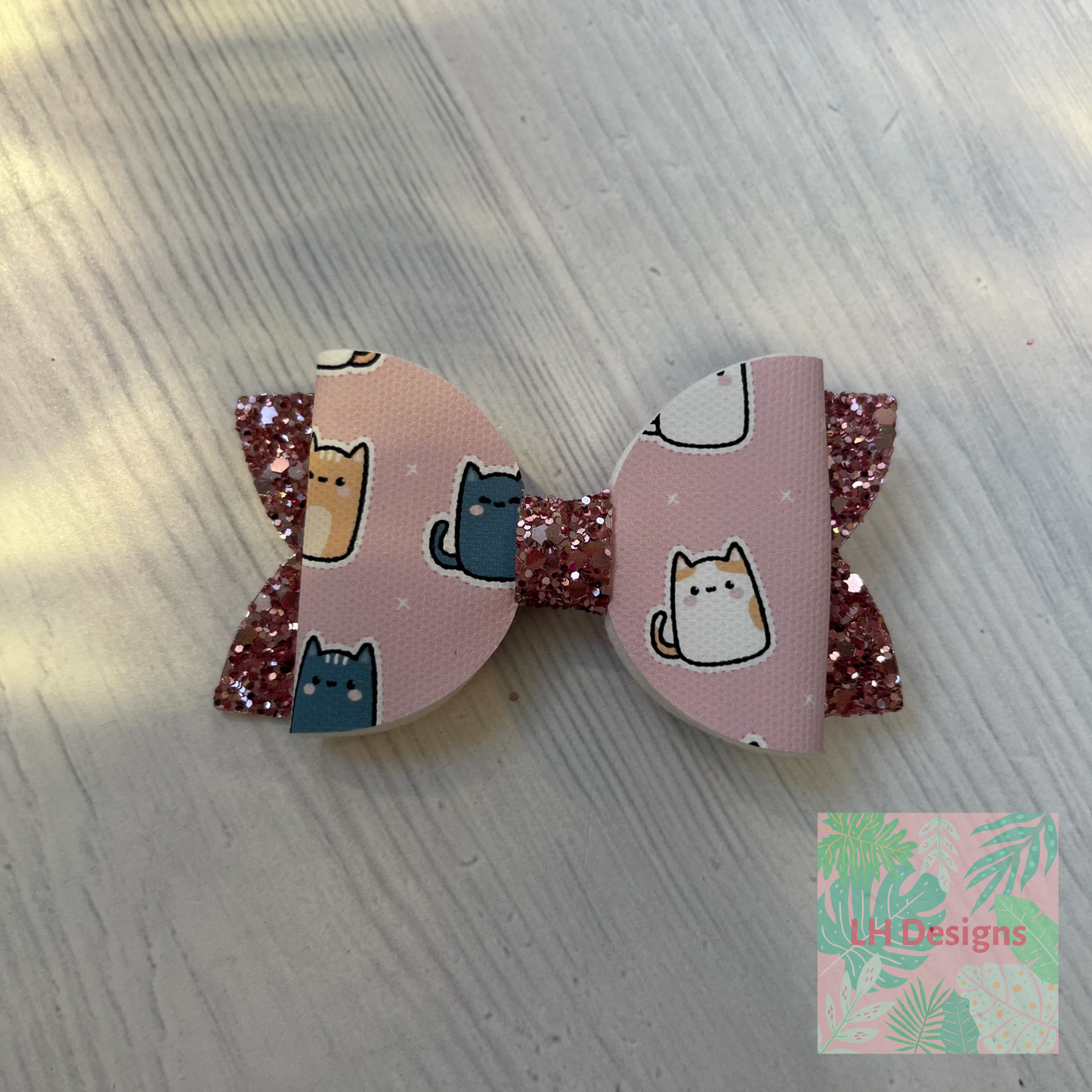 Pink Cats Hair Bow
