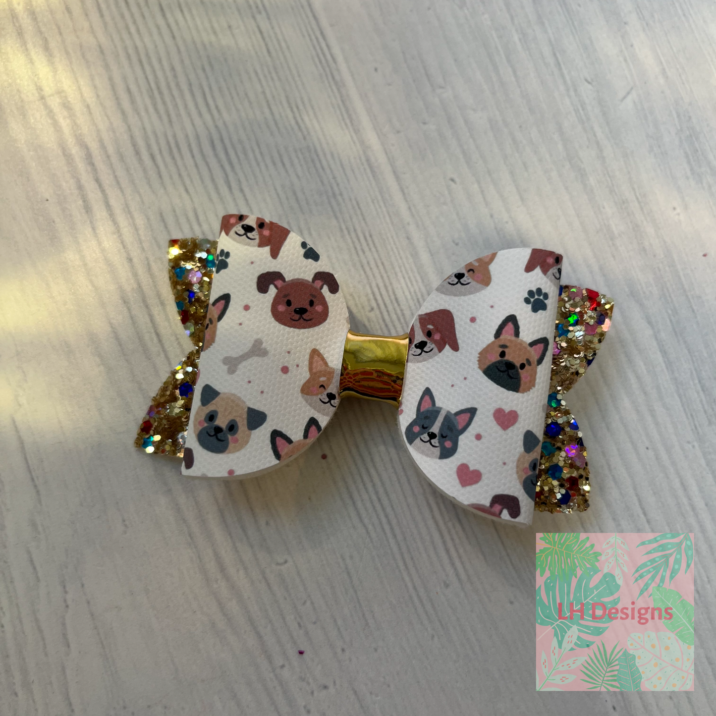 Gold Dogs Hair Bow