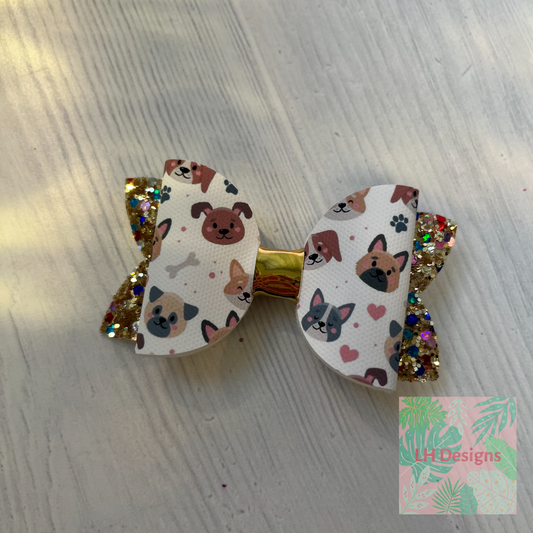 Gold Dogs Hair Bow