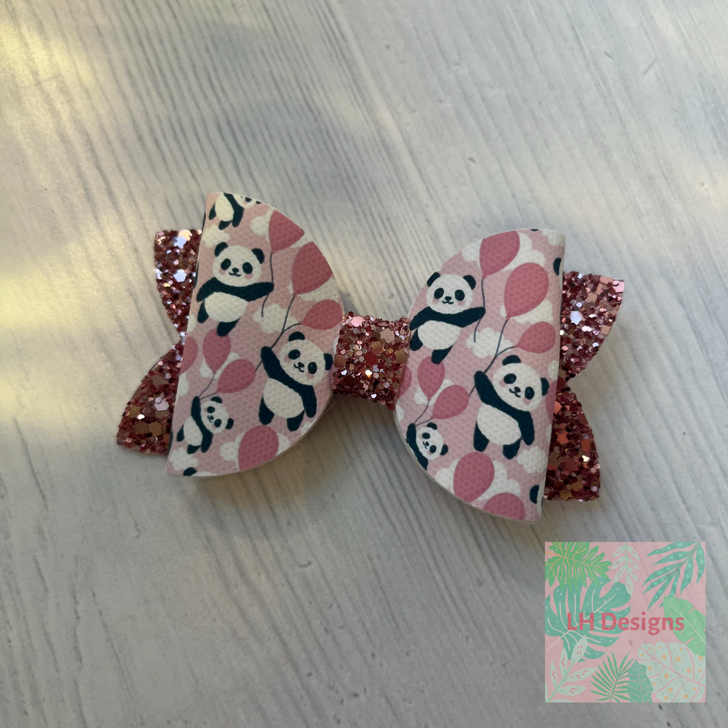Panda Balloons Hair Bow