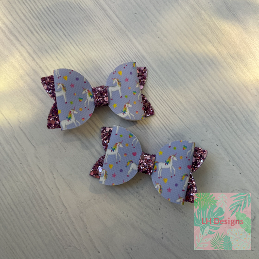 Purple Unicorn Mini Hair Bows
