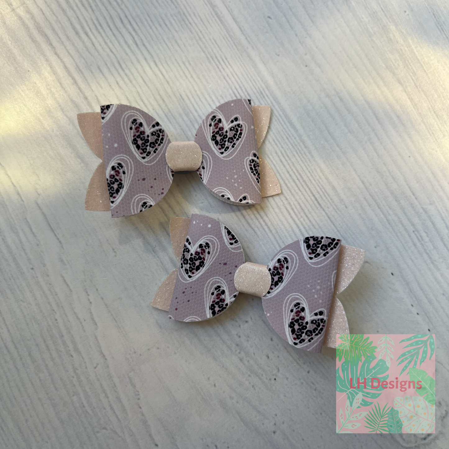 Leopard Print Heart Mini Hair Bows