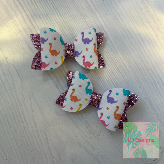 Lilac Dinosaur Mini Hair Bows