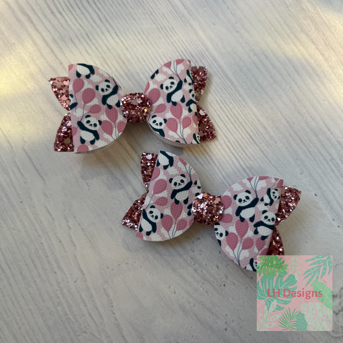 Panda Balloons Mini Hair Bows
