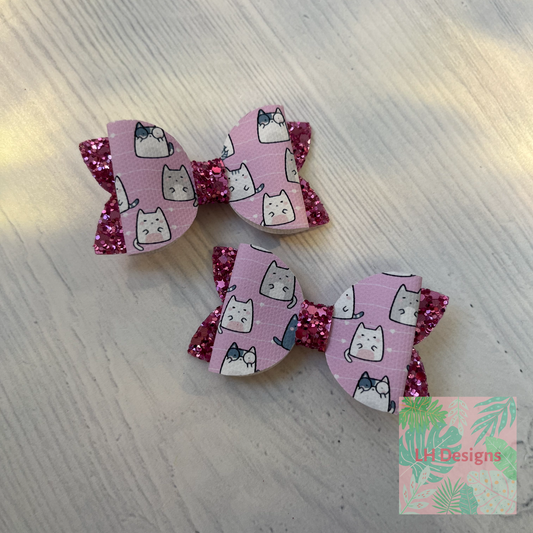 Pink Cat Mini Hair Bows