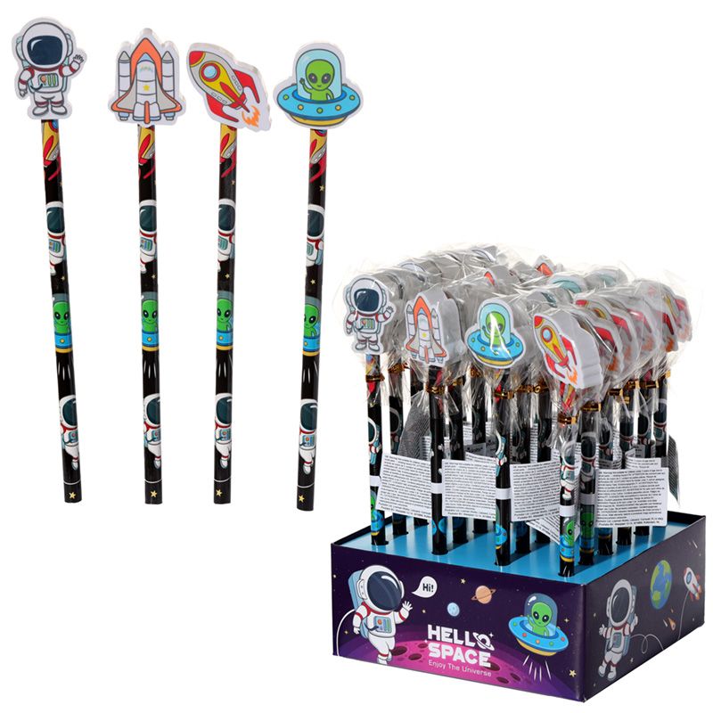 Hello Space Pencil & Eraser Topper