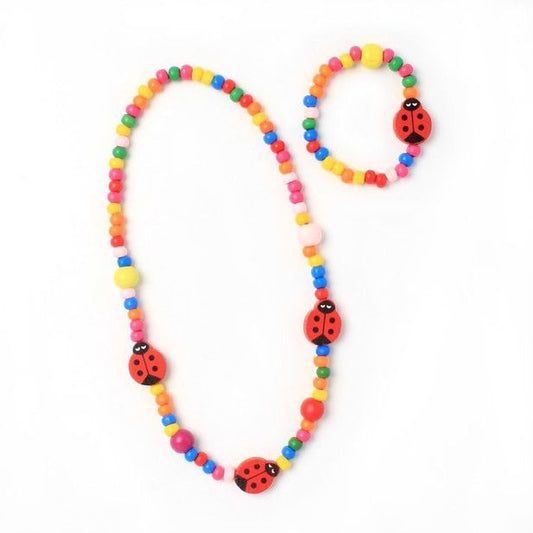 Children's Ladybird Beaded Necklace and Bracelet set
