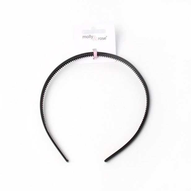 8mm Black Plastic Alice Band With Teeth