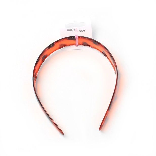 2.5cm Tortoiseshell Plastic Alice Band With Teeth