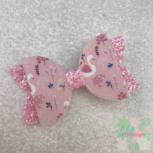 Pink Swan Hair Bow