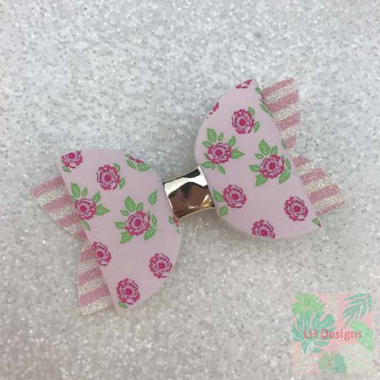 Pink Rose Hair Bow