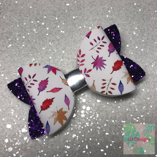 Autumn Leaves Purple Hair Bow