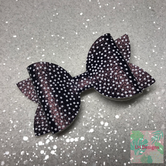 Deep Navy & White Polka Dot Hair Bow