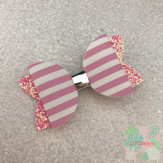 Pink Stripe Hair Bow