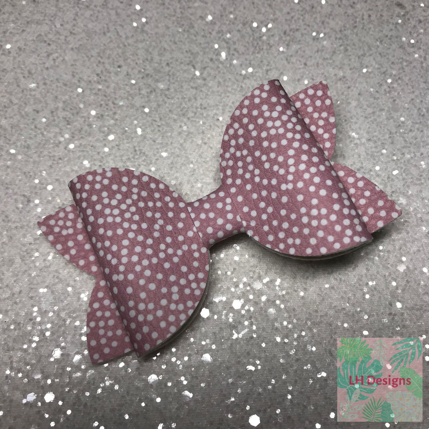 Dusky Pink & White Polka Dot Hair Bow
