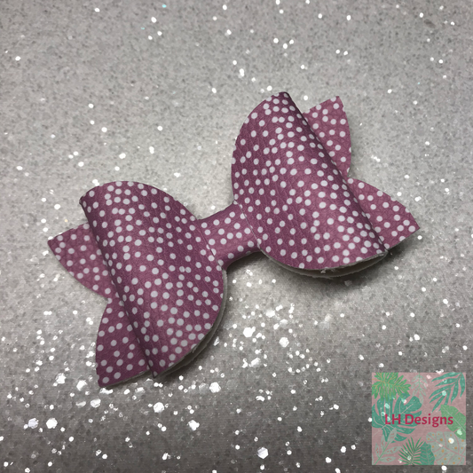Mauve & White Polka Dot Hair Bow
