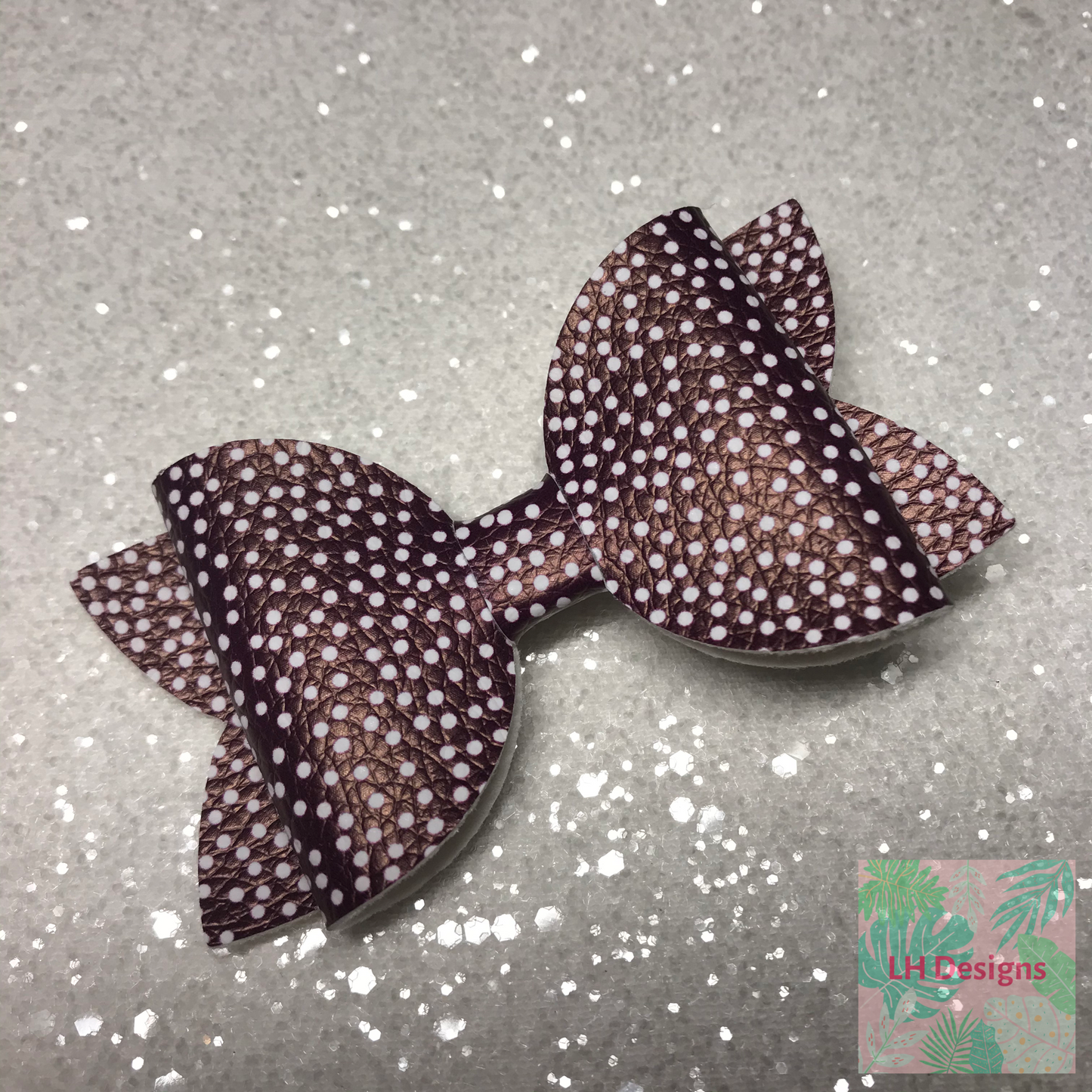 Wine & White Polka Dot Hair Bow