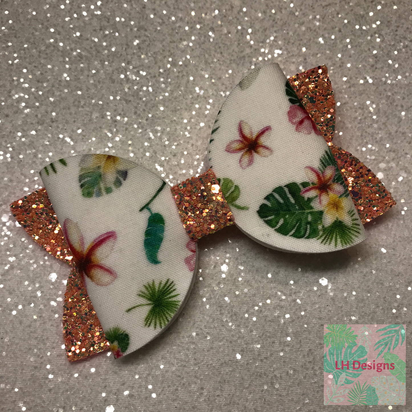 Orange Monstera Hair Bow