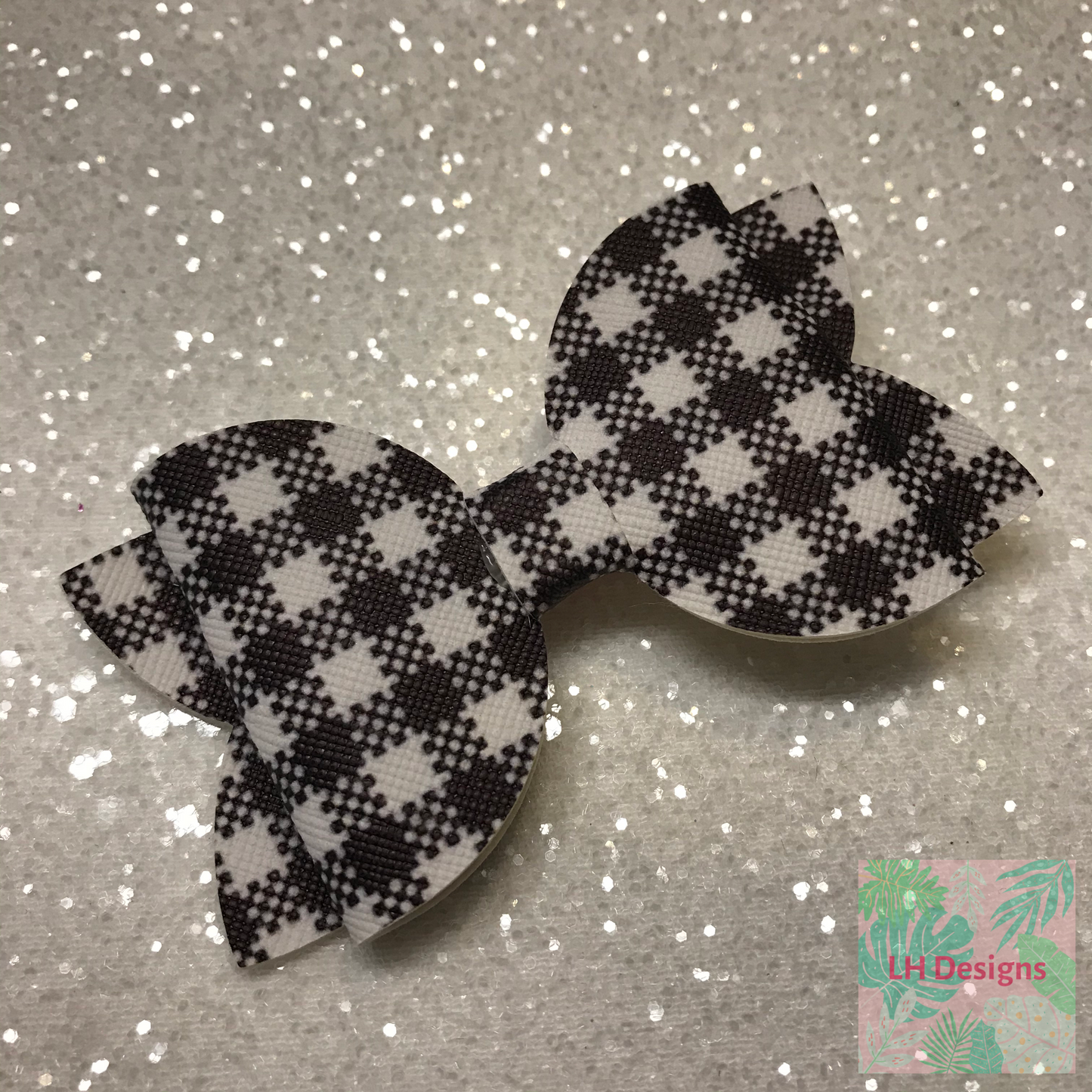 Black Gingham Hair Bow