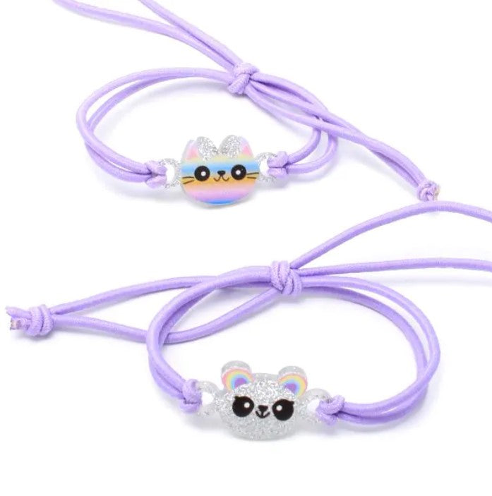 Adjustable Elastic Bracelet with Panda & Cat Charms