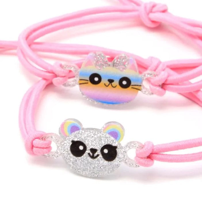 Adjustable Elastic Bracelet with Panda & Cat Charms