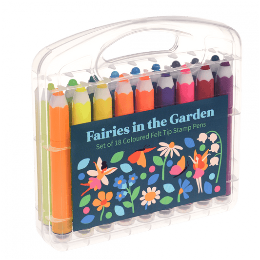 Set of 18 Felt Tip Stamp Pens - Fairies In The Garden