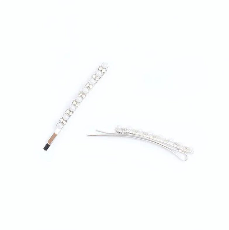Silver Pearl Bead and Crystal Grips