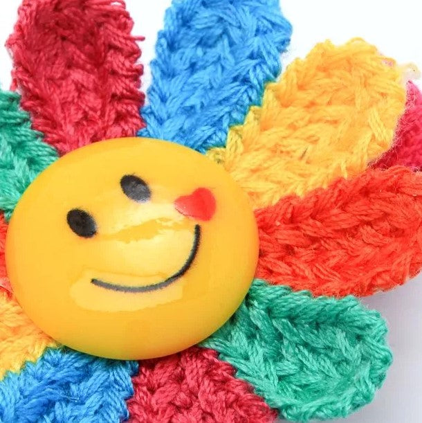 Smiley Face Rainbow Flower Clips