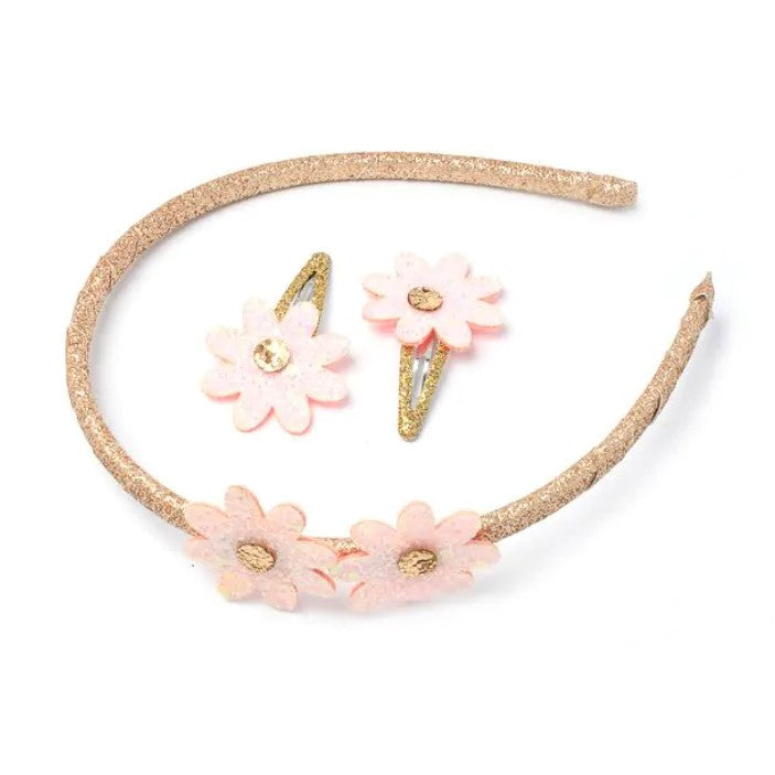 Glitter Flower Sleepies & Alice Band Set