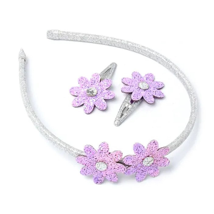 Glitter Flower Sleepies & Alice Band Set